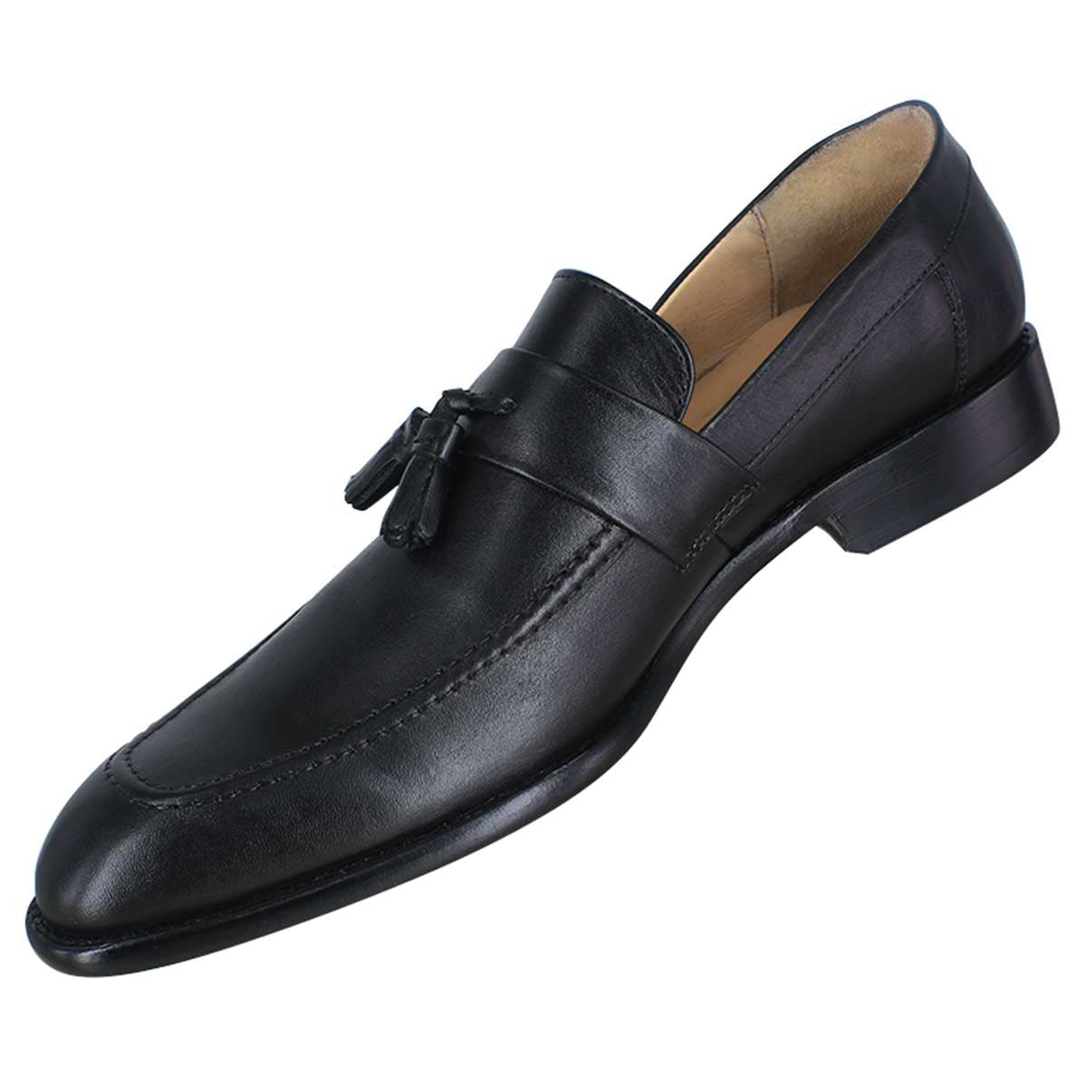 Zapato caballero, Zapatos suela cuero, Mocasín, Mocasines, Zapato piel, Becerro, Cómodo, Elegante, Hombre, Mocasín clásico, Borlas, Acabado a mano, Forro res, tallas extragrandes